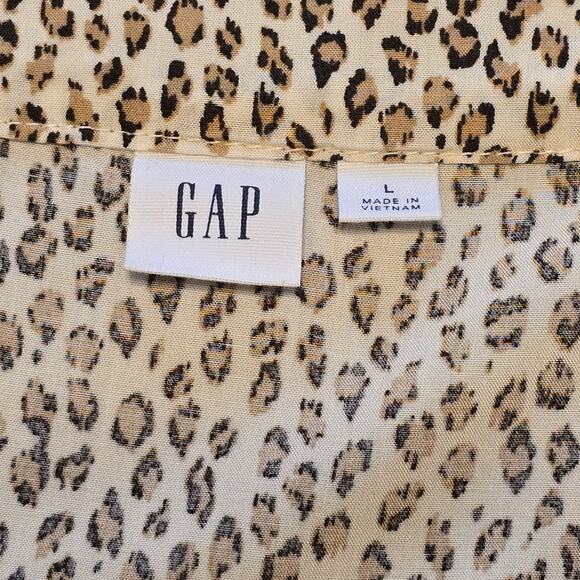 Gap Leopard Print Blouse Womens Size Large Short Sleeve Lightweight Mob Wife - Picture 3 of 9